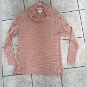 NWT St. John’s Bay Cowl Neck Sweater blush/coral with shimmer thread size M